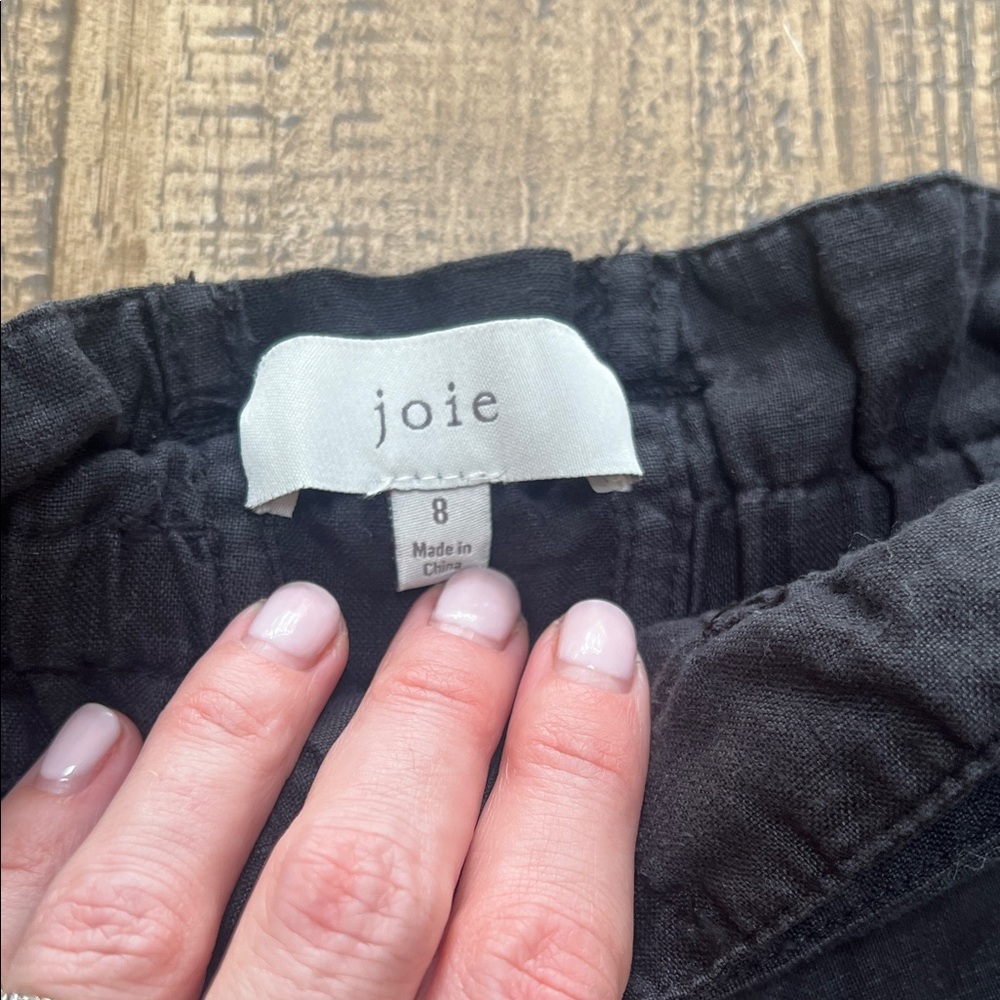 Joie Daynna High-Waist Paperbag Tie Shorts — Black - Size 8 - Picture 4 of 5